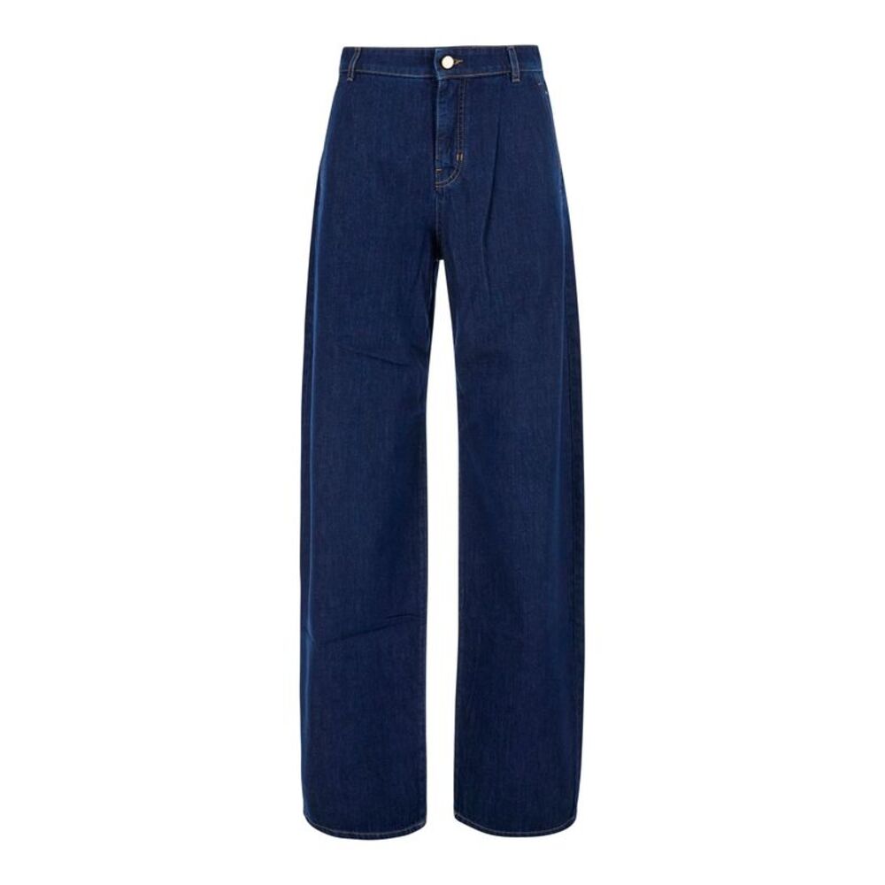Maxmara Studio Women Pants With Belt And Pockets In Blue Tech Fabric For Women